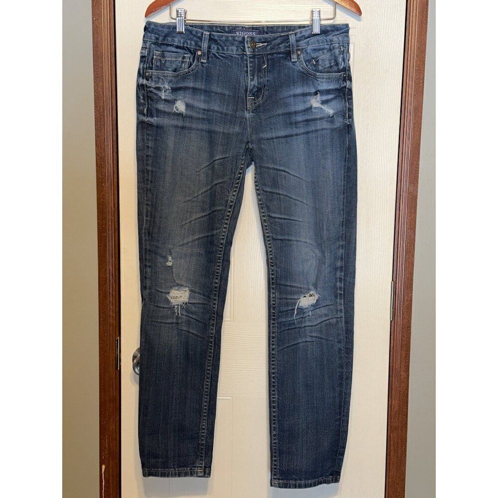 Vigoss The Boyfriend Mid-Rise Rolled‎ Up Skinny Jeans Size 9